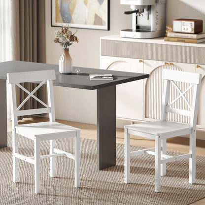 Wooden Dining Chairs Set of 2, Cross Back, White Dining Chairs at Gallery Canada