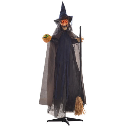 6.2' Animatronic Witch with Broomstick, Halloween Decoration, Motion Activated Halloween Decorations at Gallery Canada