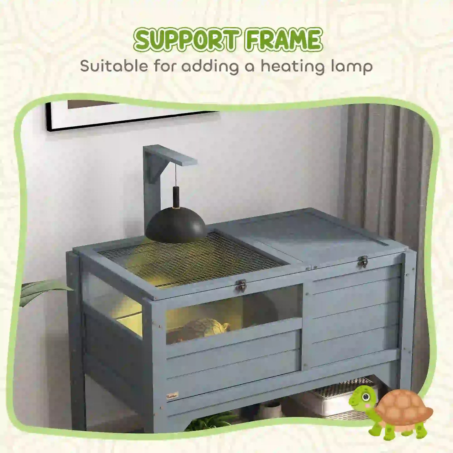 Wooden Tortoise House with Shelf, Light Frame, Tray, 33" L x 20" W x 41" H Houses & Habitats at Gallery Canada