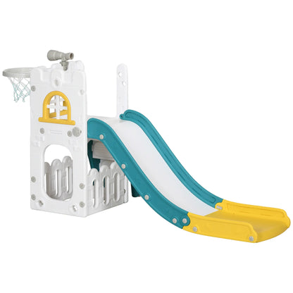 Toddler Slide, Basketball Hoop, Climber, Telescope, Storage Basket, 1-3 Years, Indoor, Yellow Gym Sets & Swings Yellow, White and Green at Gallery Canada