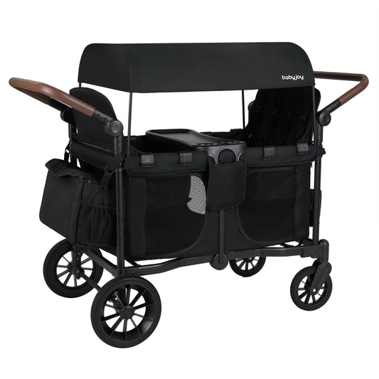 Foldable 4-Seater Wagon Stroller For 4 Kids, Black Baby Strollers Black at Gallery Canada