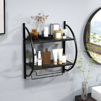 Wall Mounted 2-Tier Bathroom Towel Rack, Black Towel Racks at Gallery Canada