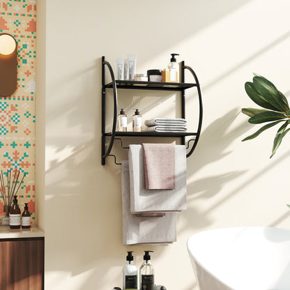 Wall Mounted 2-Tier Bathroom Towel Rack, Black Towel Racks at Gallery Canada