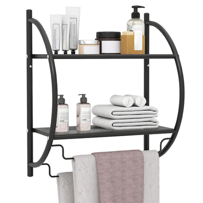 Wall Mounted 2-Tier Bathroom Towel Rack, Black Towel Racks Black at Gallery Canada