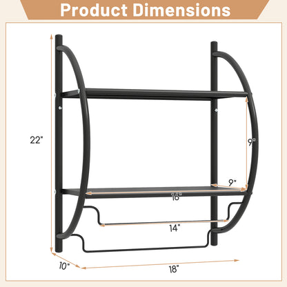 Wall Mounted 2-Tier Bathroom Towel Rack, Black Towel Racks at Gallery Canada
