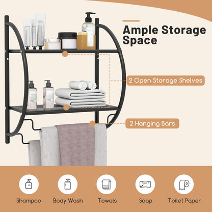 Wall Mounted 2-Tier Bathroom Towel Rack, Black Towel Racks at Gallery Canada