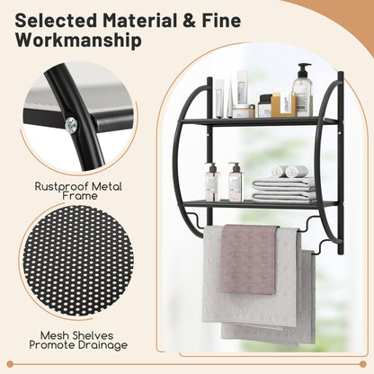Wall Mounted 2-Tier Bathroom Towel Rack, Black Towel Racks at Gallery Canada