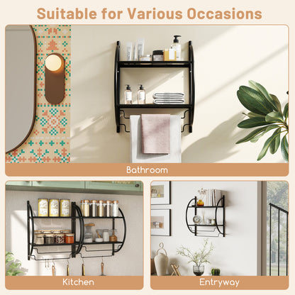 Wall Mounted 2-Tier Bathroom Towel Rack, Black Towel Racks at Gallery Canada