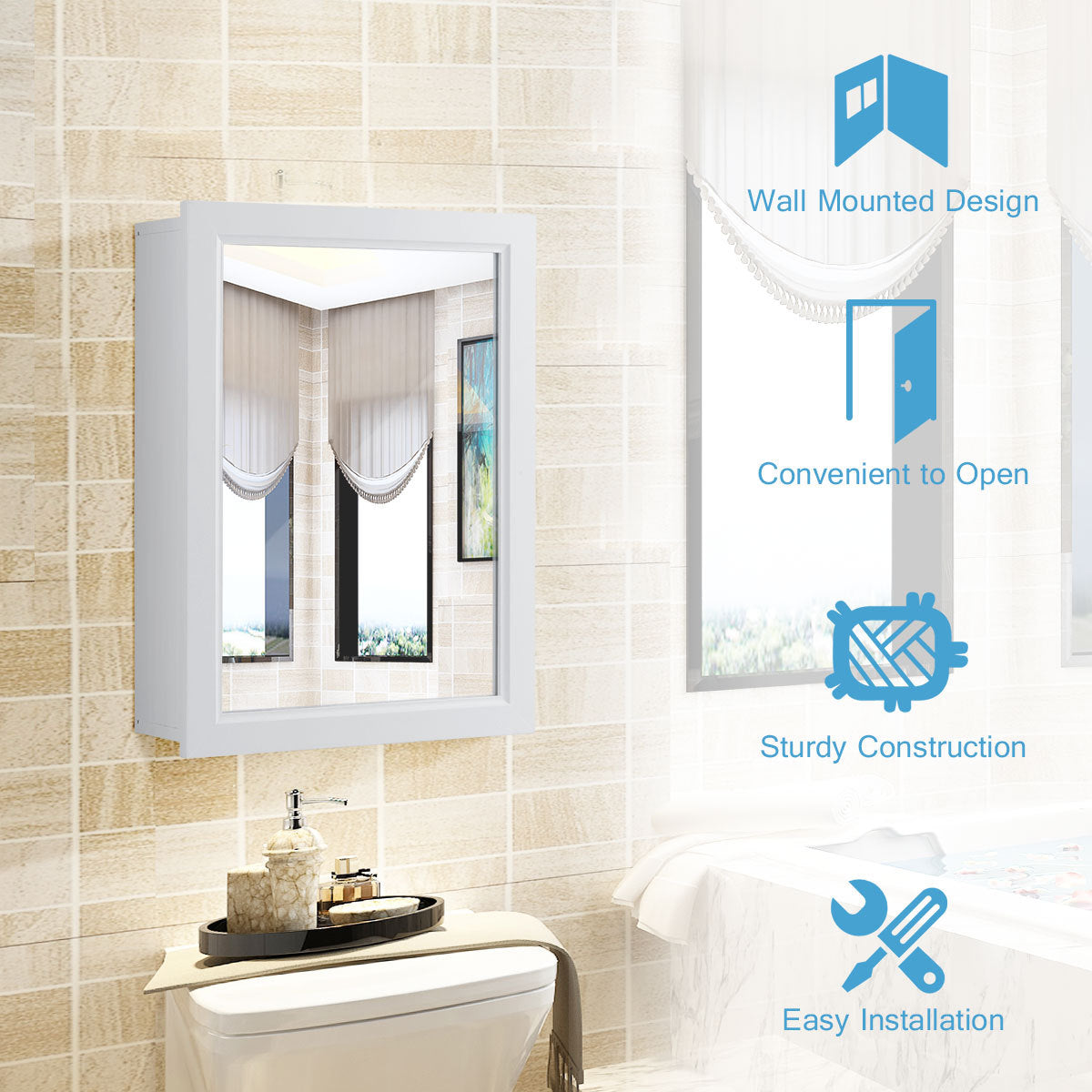 Wall Mounted Adjustable Medicine Cabinet, White Wall Cabinets at Gallery Canada