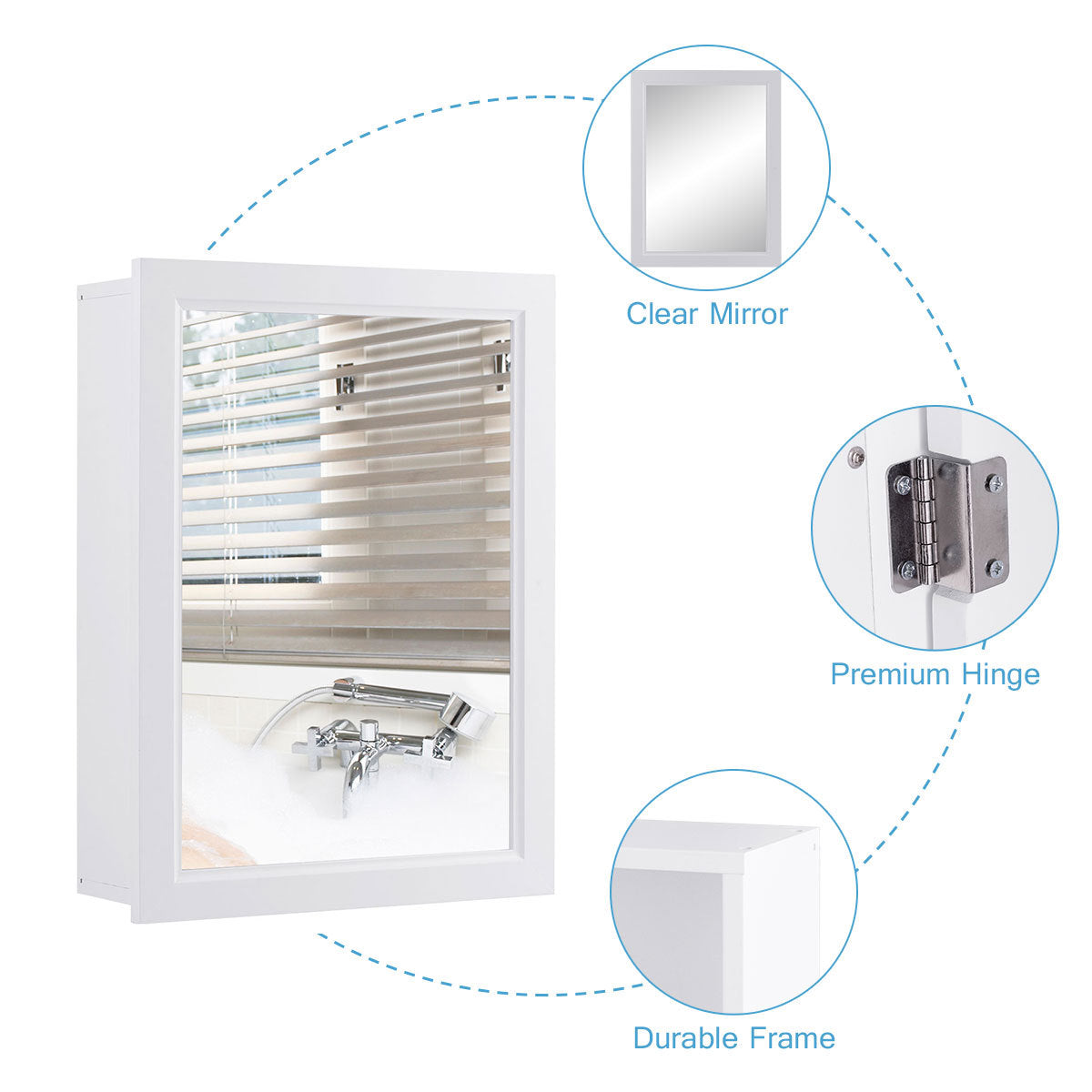 Wall Mounted Adjustable Medicine Cabinet, White Wall Cabinets at Gallery Canada