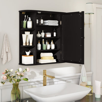 Wall Mounted Bathroom Mirror Cabinet With Storage Shelves, Black Wall Cabinets at Gallery Canada