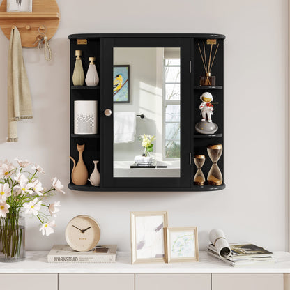Wall Mounted Bathroom Mirror Cabinet With Storage Shelves, Black Wall Cabinets at Gallery Canada