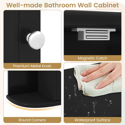 Wall Mounted Bathroom Mirror Cabinet With Storage Shelves, Black Wall Cabinets at Gallery Canada