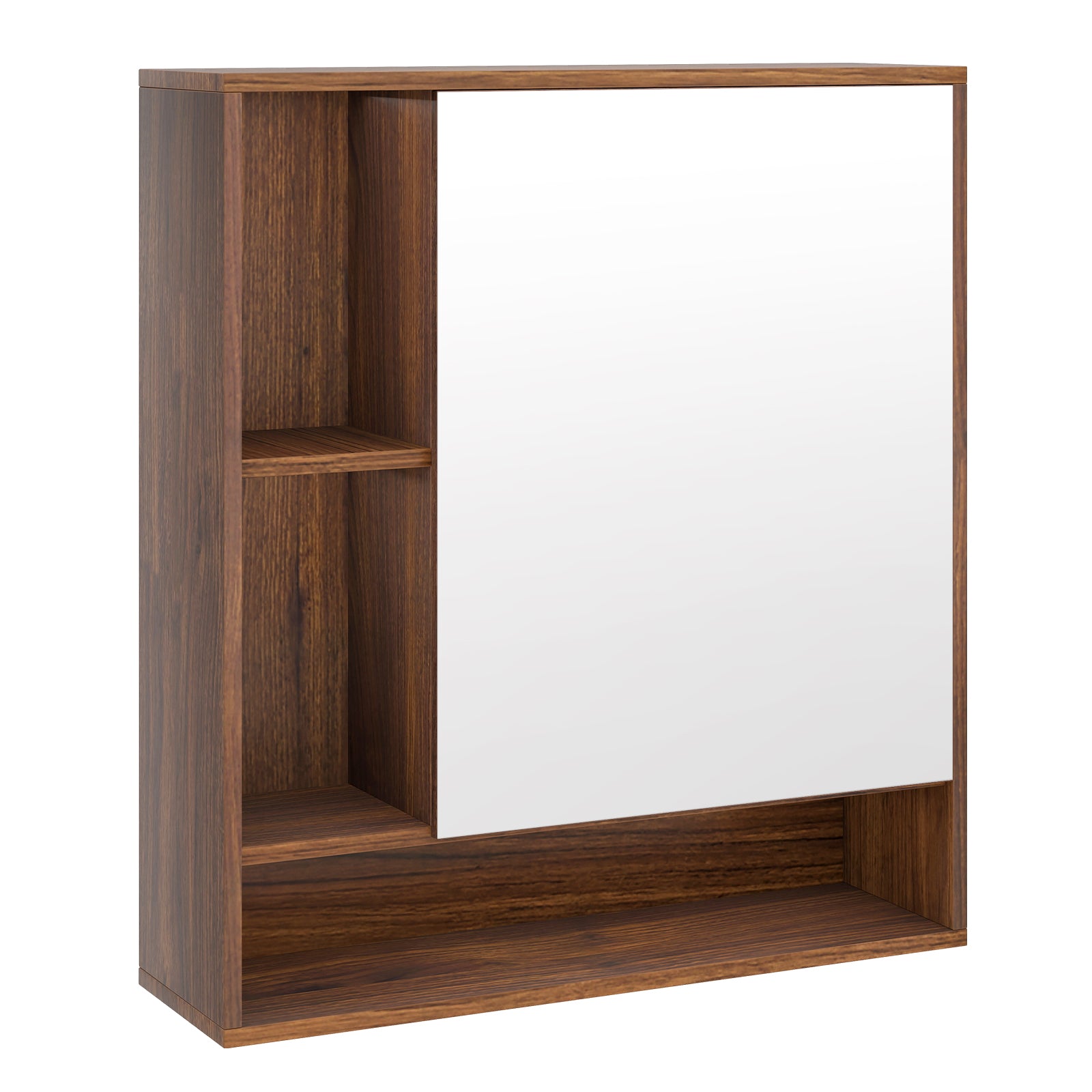 Wall Mounted Bathroom Cabinet With Mirror, Single Door, Walnut Wall Cabinets at Gallery Canada