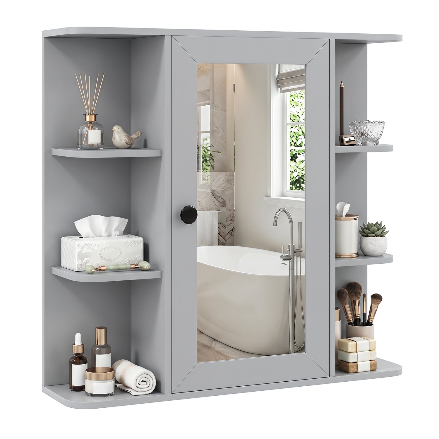 Wall Mounted Medicine Cabinet with Mirror, Gray Floor Cabinets Gray at Gallery Canada