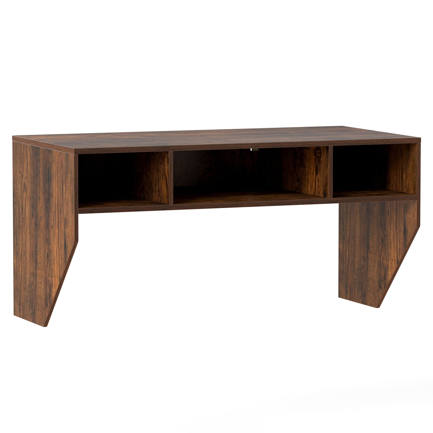 Wall-Mounted Computer Desk Floating Laptop Desk with 3 Storage Compartments, Rustic Brown Computer Desks Rustic Brown at Gallery Canada