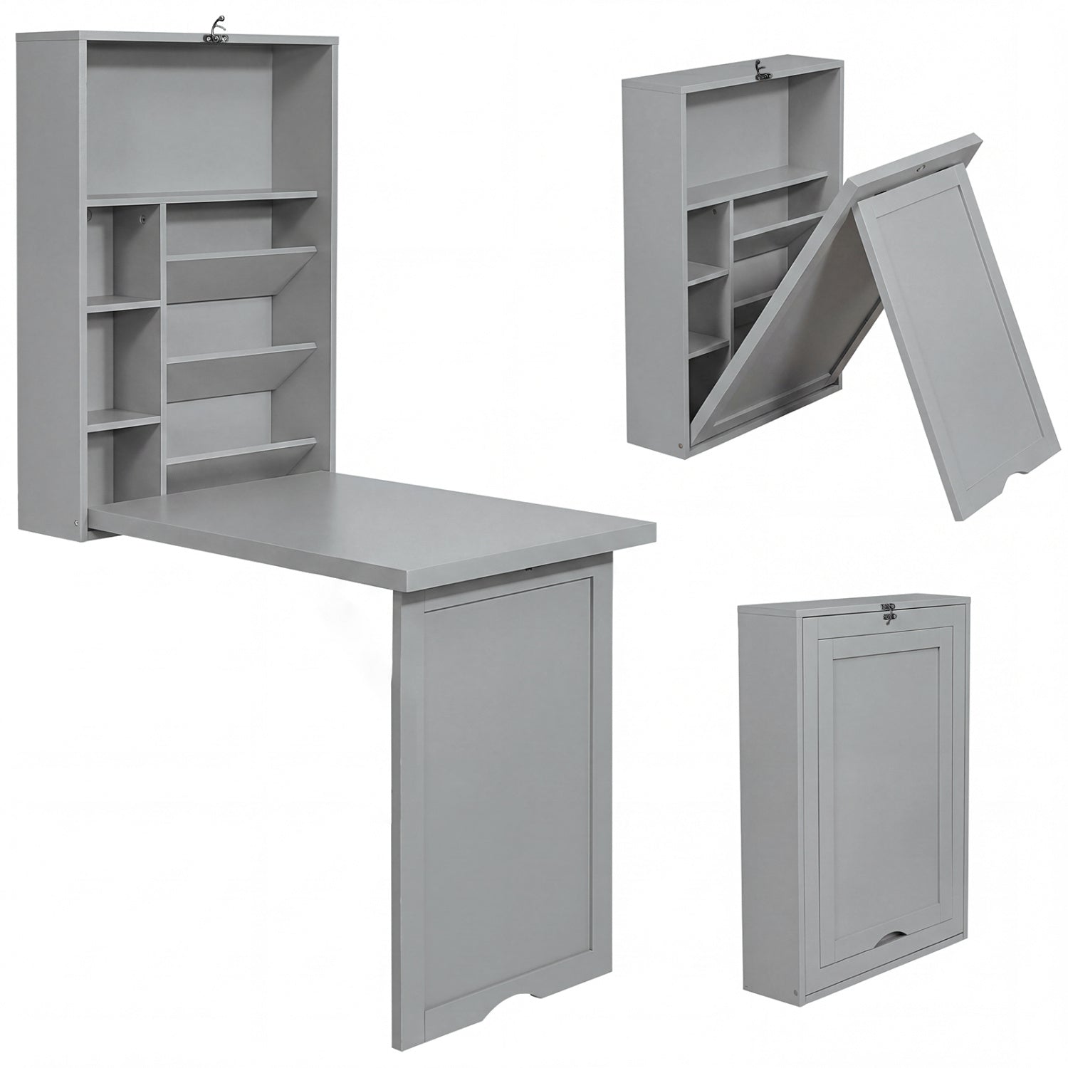 Wall Mounted Fold Out Floating Desk, Gray Laptop Tables & Printer Stands Gray at Gallery Canada