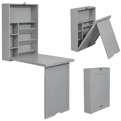 Wall Mounted Fold Out Floating Desk, Gray Laptop Tables & Printer Stands Gray at Gallery Canada