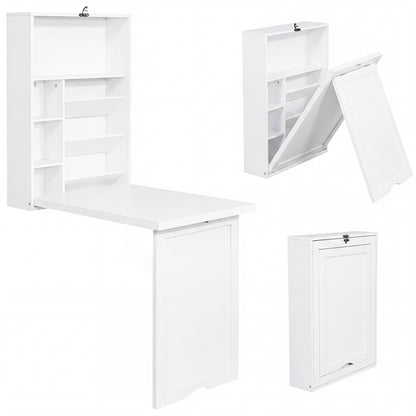 Wall Mounted Fold-Out Convertible Floating Desk Space Saver, White Laptop Tables & Printer Stands at Gallery Canada