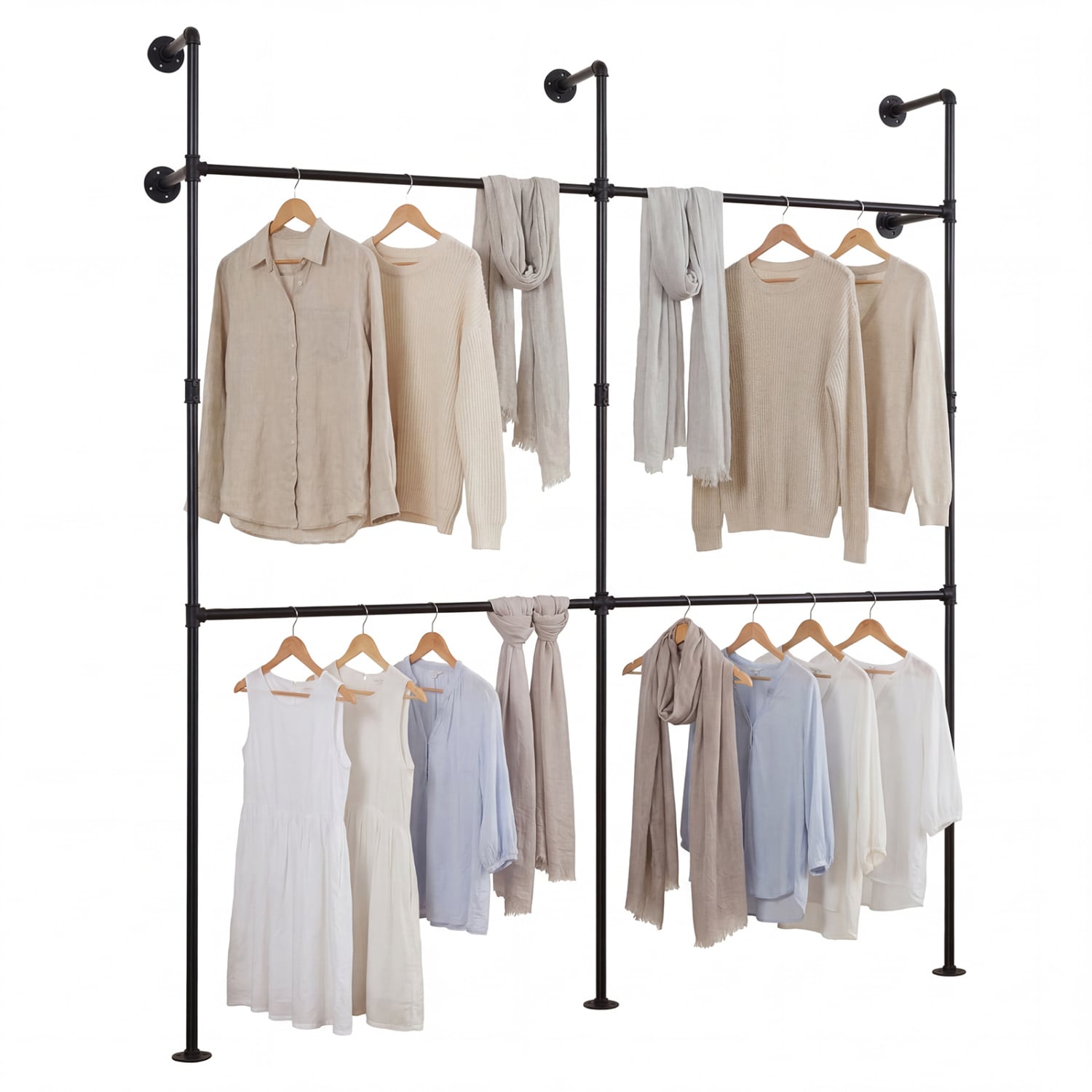 Wall Mounted Pipe Clothing Rack, 4 Hanging Rods, Black Clothing & Closet Storage at Gallery Canada