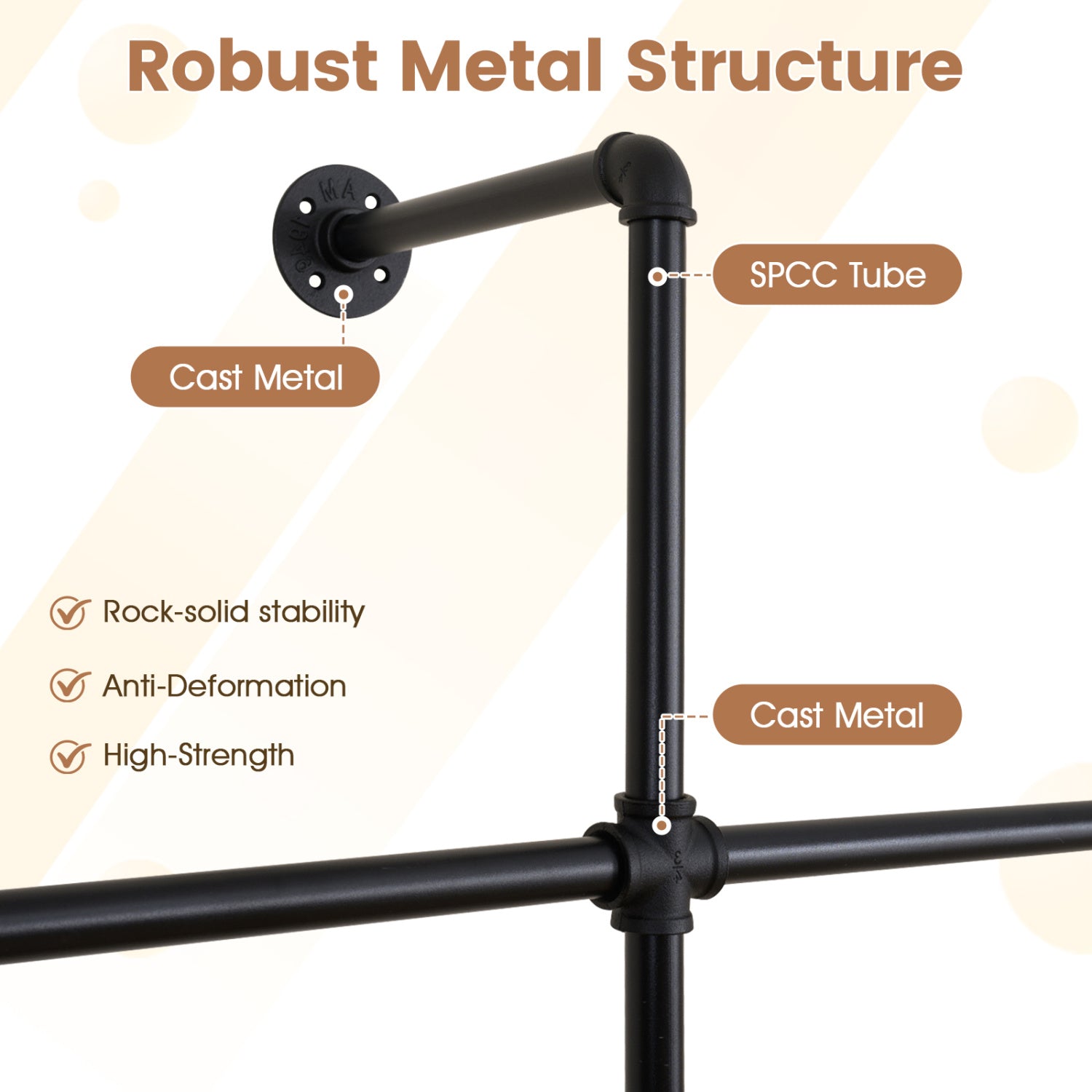 Wall Mounted Pipe Clothing Rack, 4 Hanging Rods, Black Clothing & Closet Storage at Gallery Canada