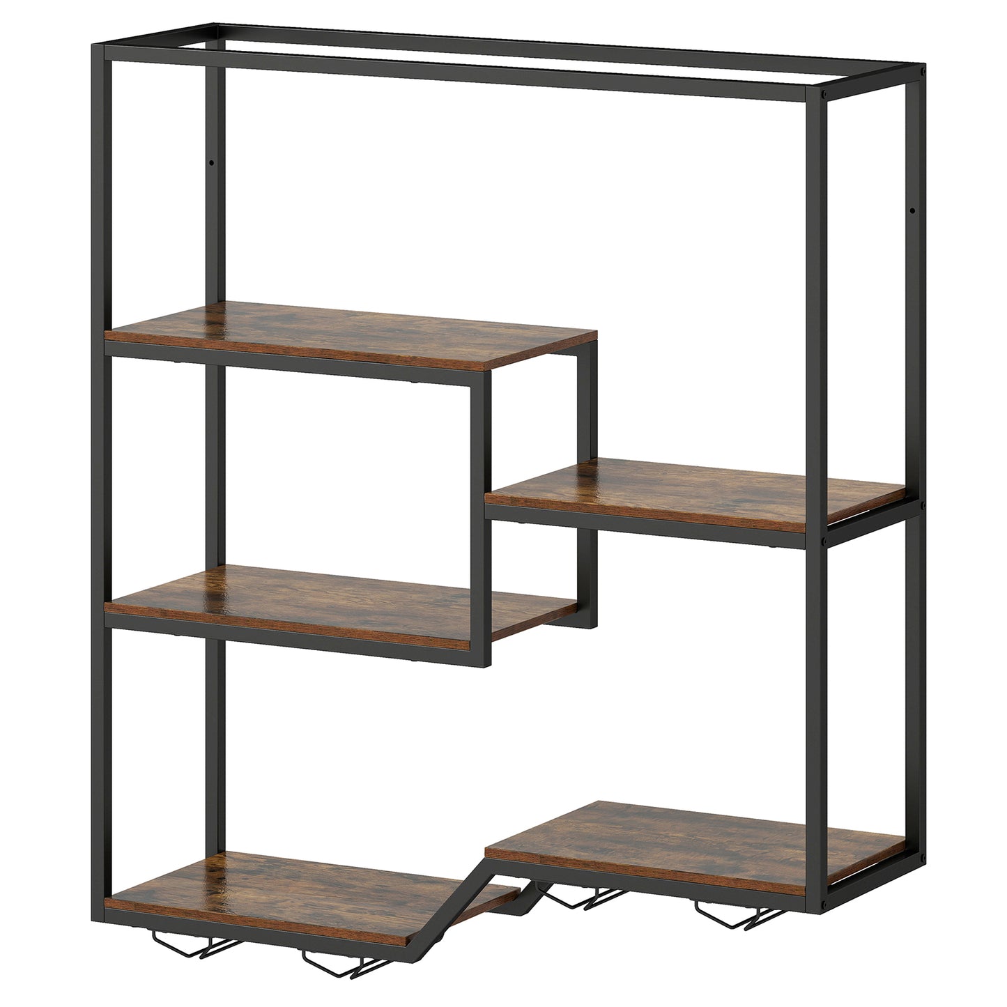 Wall Mounted Wine Rack 6-Tier Hanging Bar Shelf with Bottle Display Shelf and Glass Holder, Rustic Brown Wine Racks at Gallery Canada