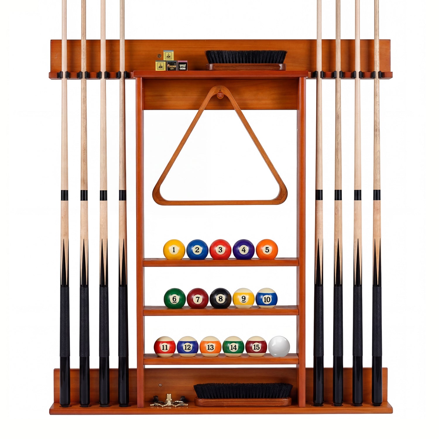Wall Mounted Pool Cue Rack, Brown Game Room Brown at Gallery Canada