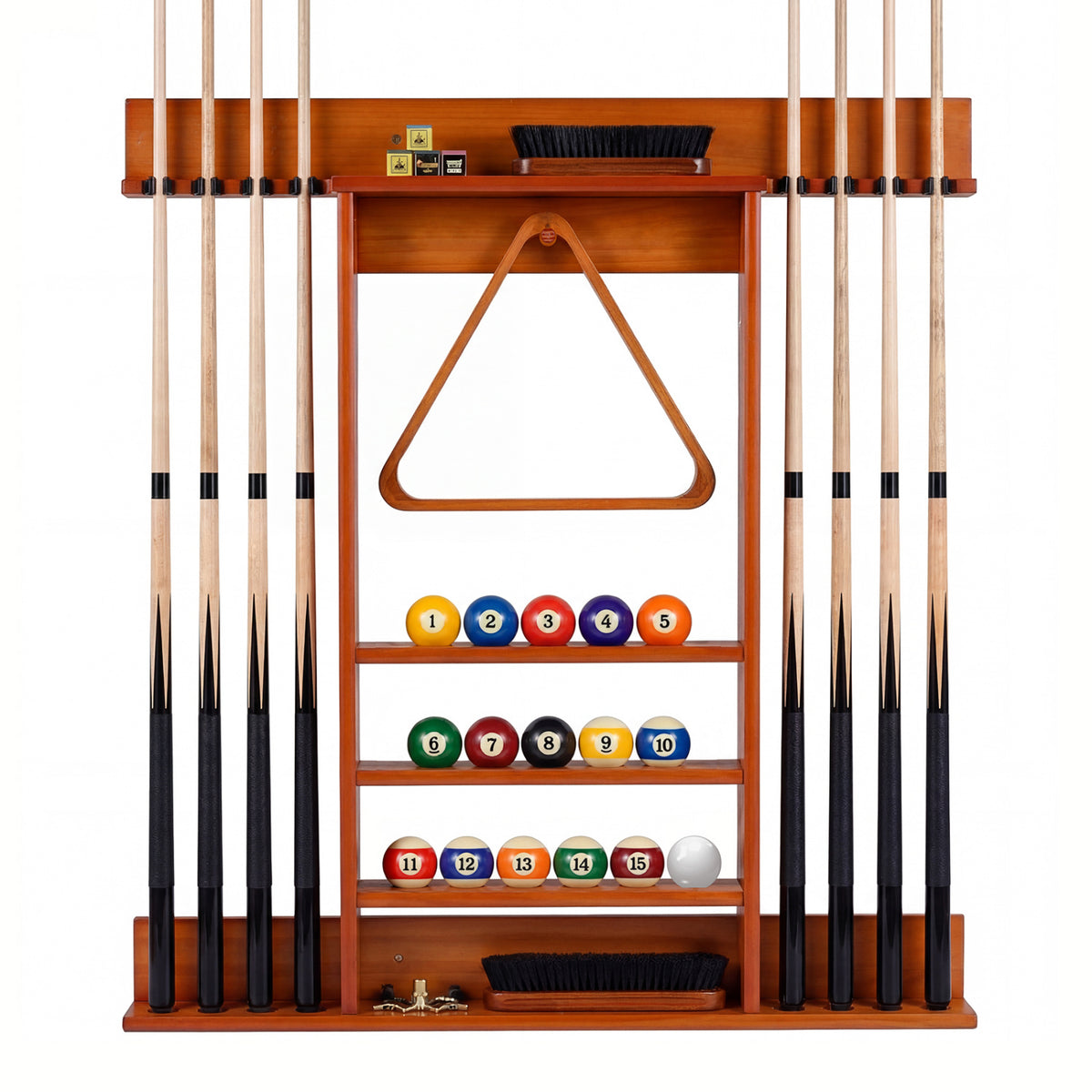 Wall Mounted Pool Cue Rack, Brown Game Room Brown at Gallery Canada