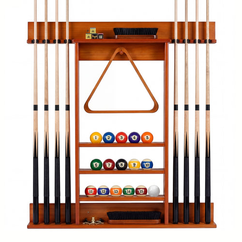 Wall Mounted Pool Cue Rack, Brown