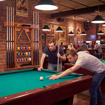Wall Mounted Pool Cue Rack, Brown Game Room at Gallery Canada