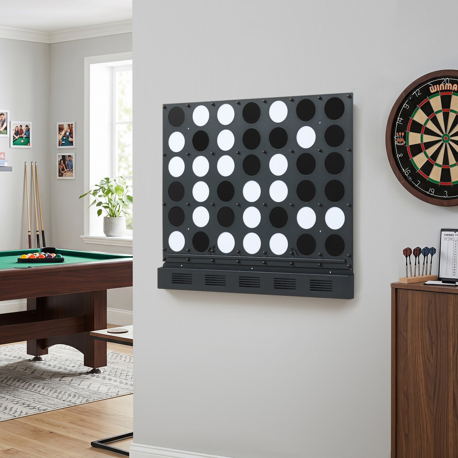 Wall-Mounted Connect-4 Game, Metal, Acrylic Discs, Black Lawn Games at Gallery Canada