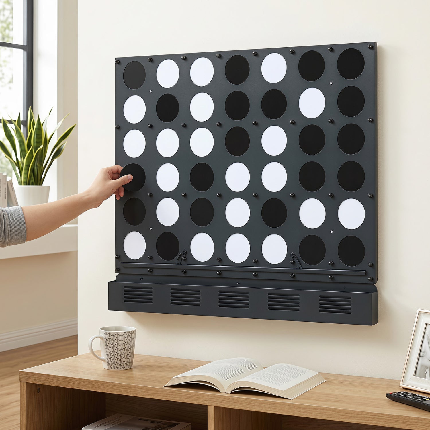 Wall-Mounted Connect-4 Game, Metal, Acrylic Discs, Black Lawn Games at Gallery Canada