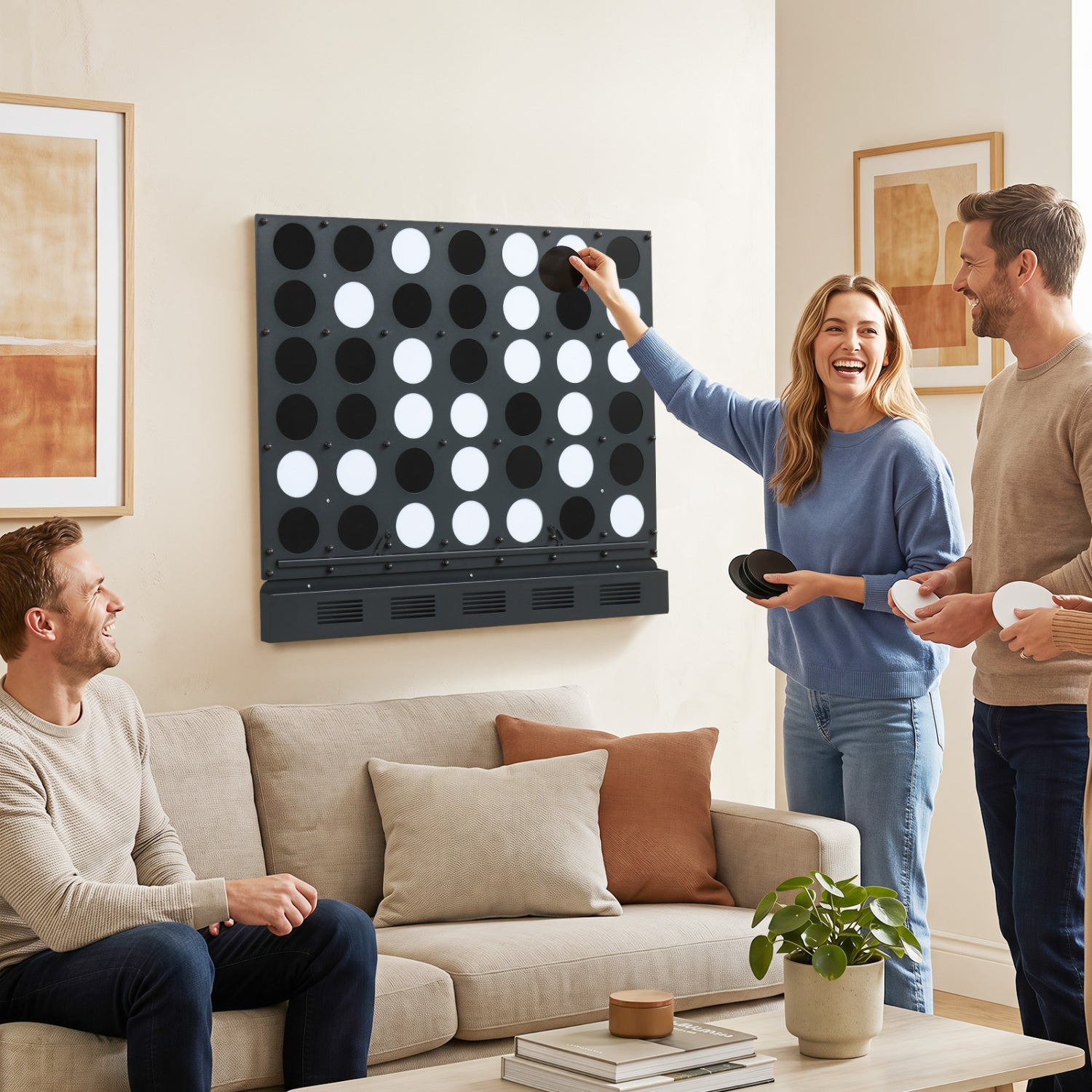 Wall-Mounted Connect-4 Game, Metal, Acrylic Discs, Black Lawn Games at Gallery Canada
