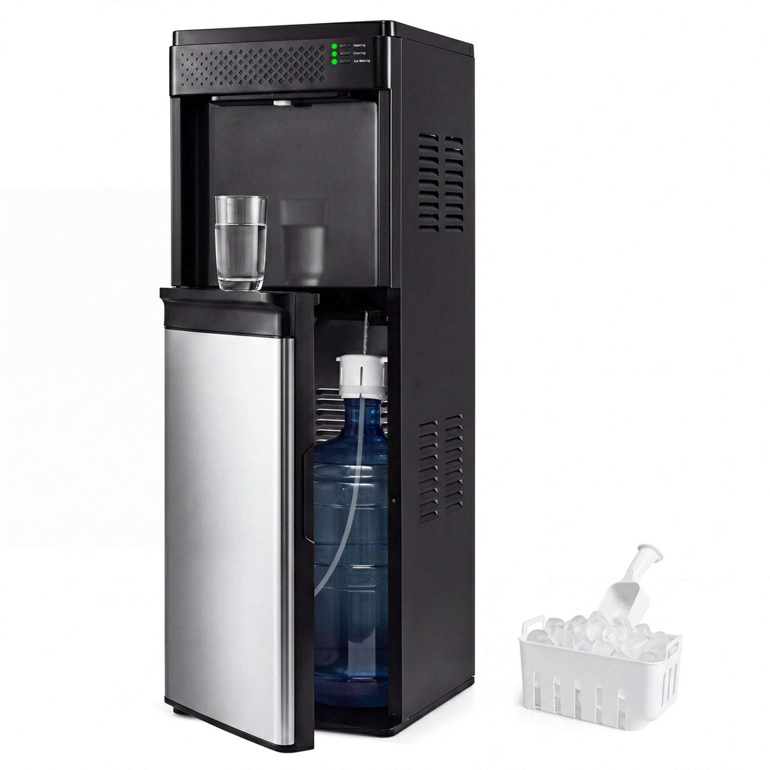 Water Dispenser with Ice Maker 3 in 1 Bottom Loading Water Cooler for 5 Gallon Bottle, Black Ice Makers at Gallery Canada