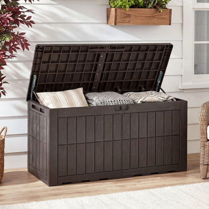 Outdoor Lockable Deck Box, Waterproof, Dark Brown Sheds & Outdoor Storage at Gallery Canada