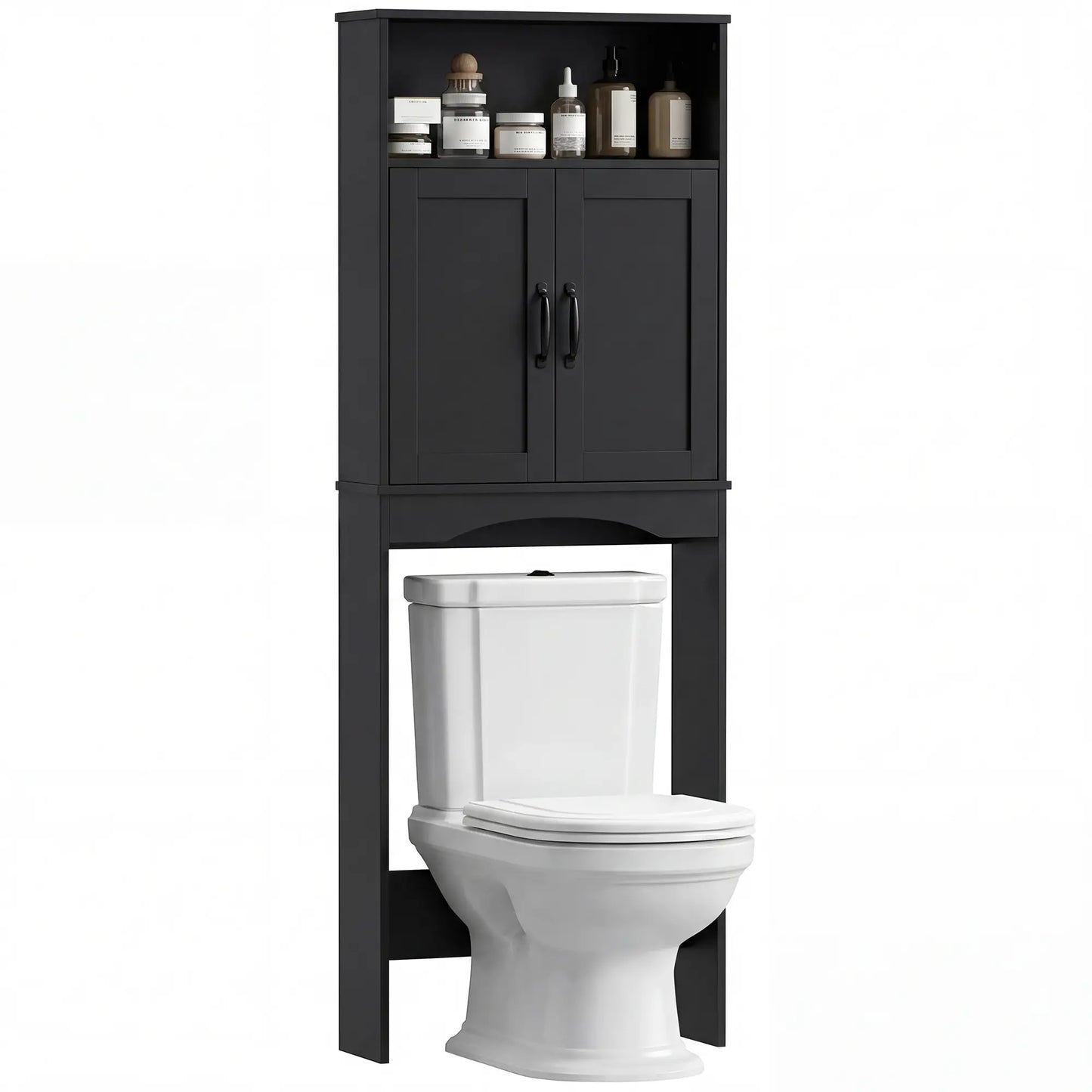 Over The Toilet Storage Cabinet, 2 Doors, Open Shelf, Black Over The Toilet Storage at Gallery Canada