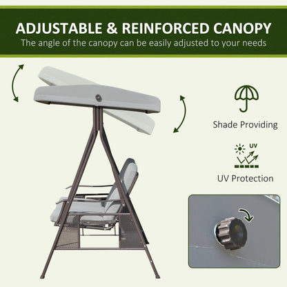 3-Person Steel Canopy Swing, Cushioned Seat, Light Grey Patio Swings with Stand at Gallery Canada