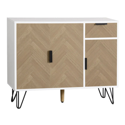 Storage Cabinet with Drawer, Adjustable Shelves, 35.5" L x 11.5" W x 28.5" H, White+Wood Storage Cabinets at Gallery Canada
