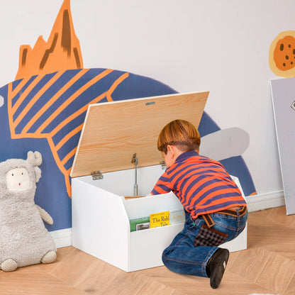 Wooden Kids Toy Box with Lid, Storage Organizer, Safety Hinge, White Baby & Kids Storage at Gallery Canada