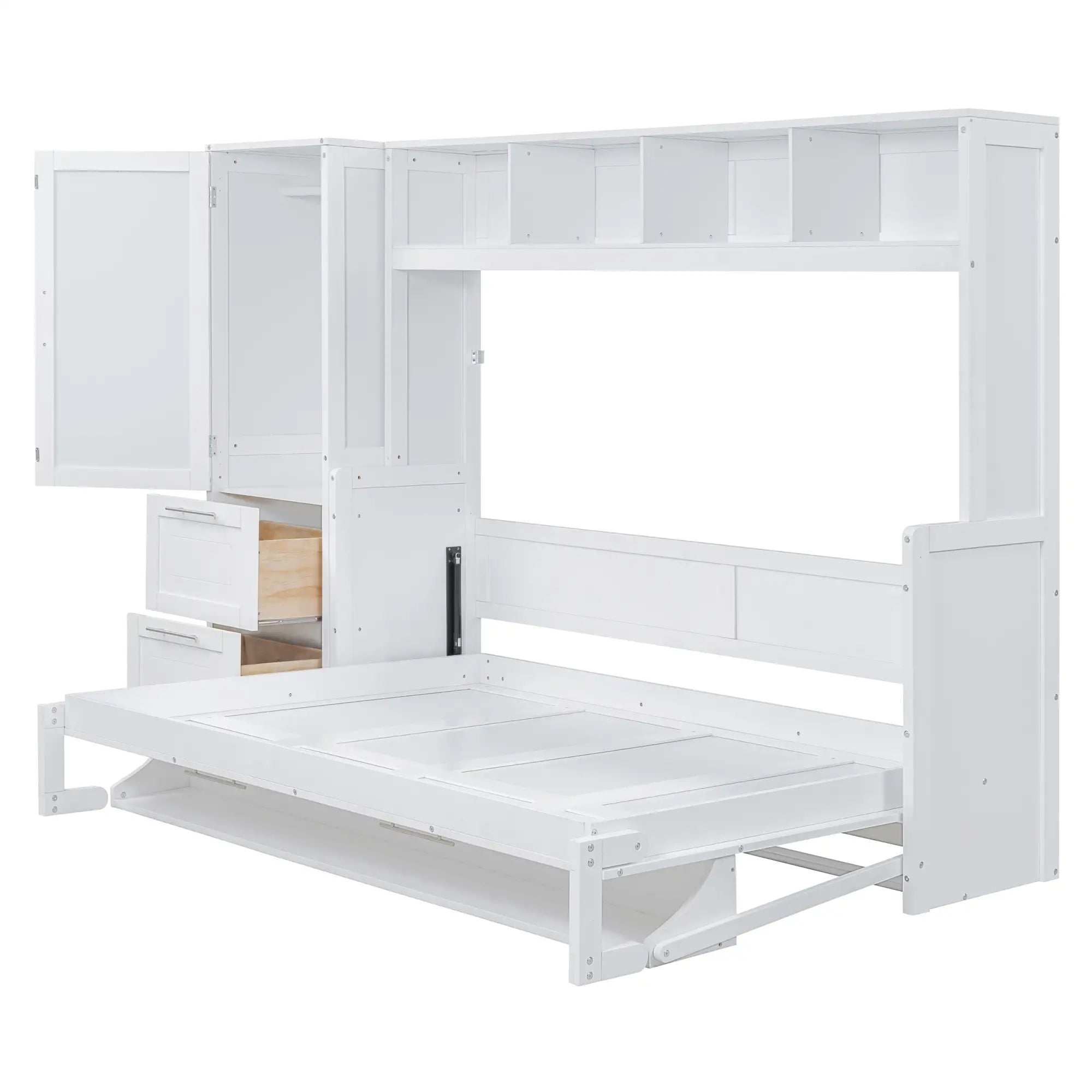 Murphy Bed with Side Flip, Closet, Drawers, 112