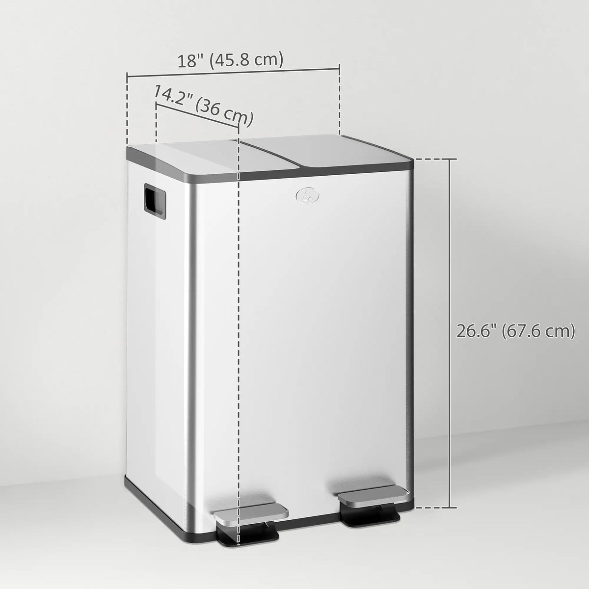 Dual Garbage Bin with Foot Pedal, 2 x 28 Litre, Silver Household Supplies at Gallery Canada