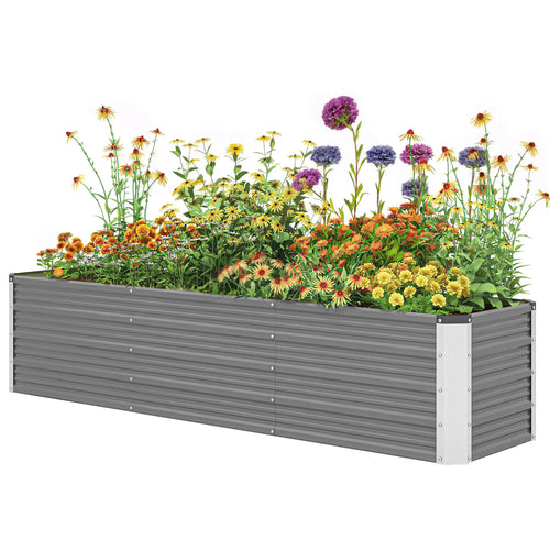 6' x 1.5' x 1.3' Galvanized Raised Garden Bed, Elevated Metal Planter Box, Light Grey