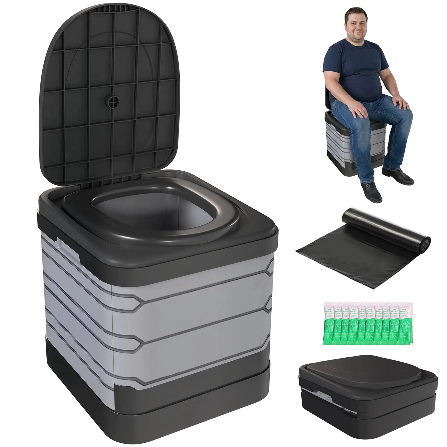 Portable Toilet, Foldable Porta Potty, 12 Coagulant Packets Camping Toilets at Gallery Canada