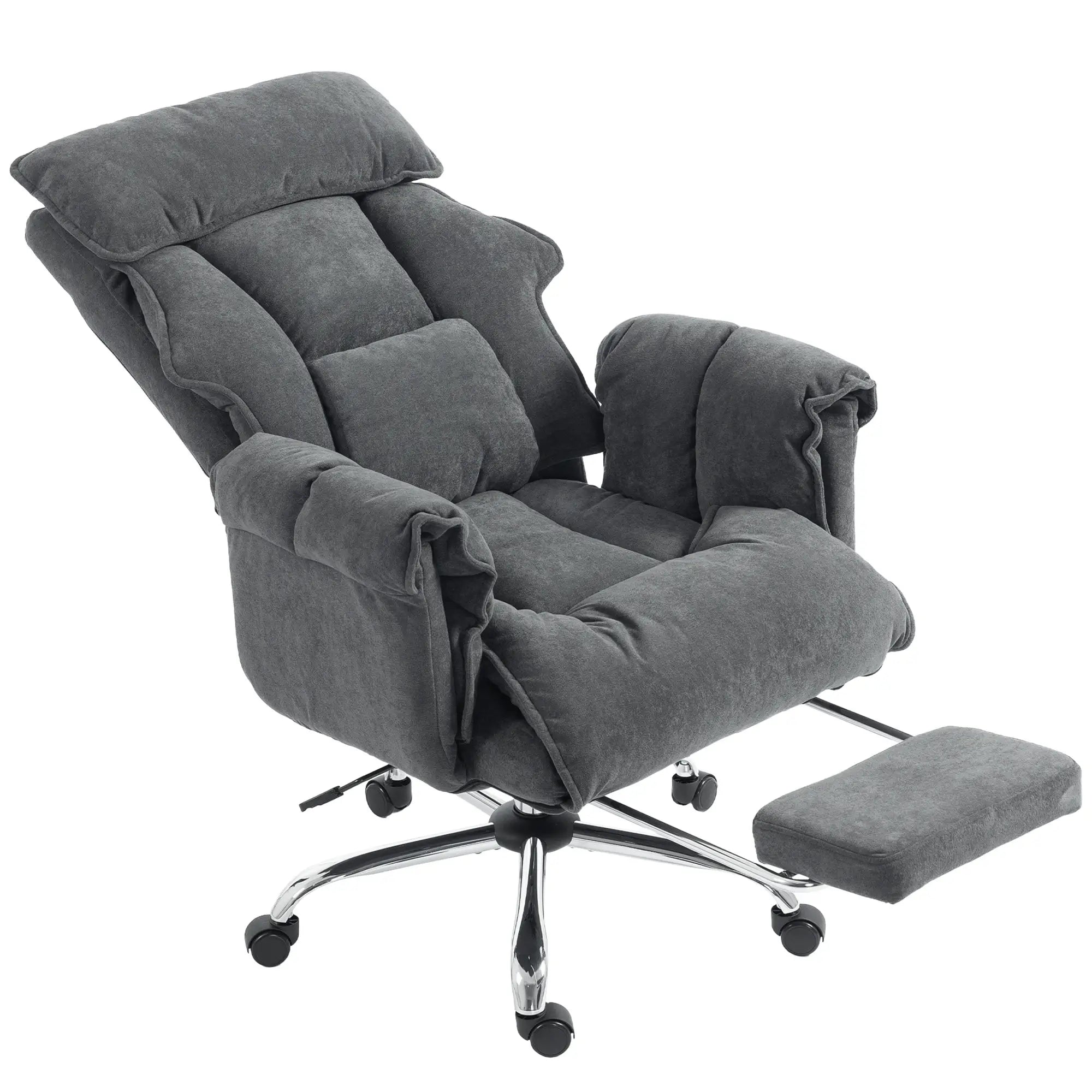 Computer Office Chair with Footrest, Adjustable Backrest, Dark Grey Executive & Manager Chairs Dark Grey at Gallery Canada