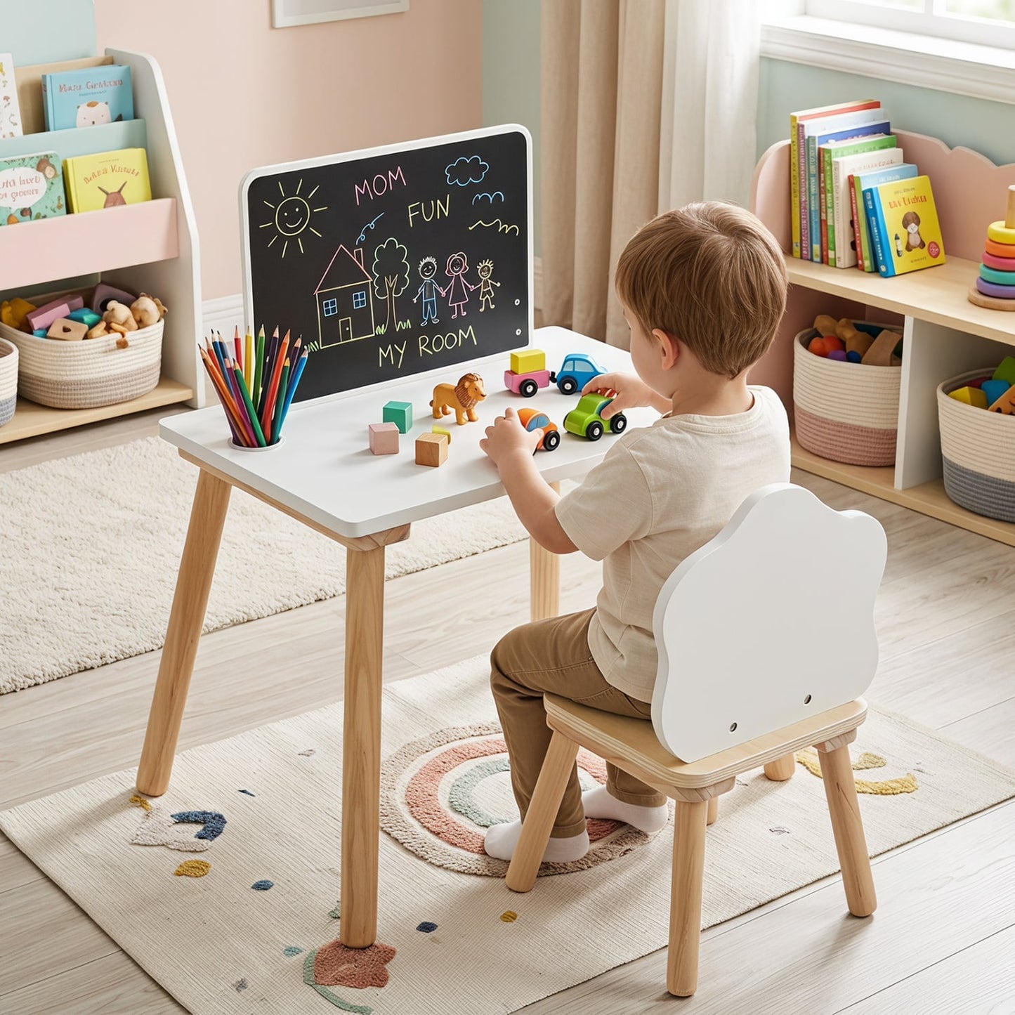 Weaning Table and Chair Set With Chalkboard Kids Table & Chair Sets at Gallery Canada
