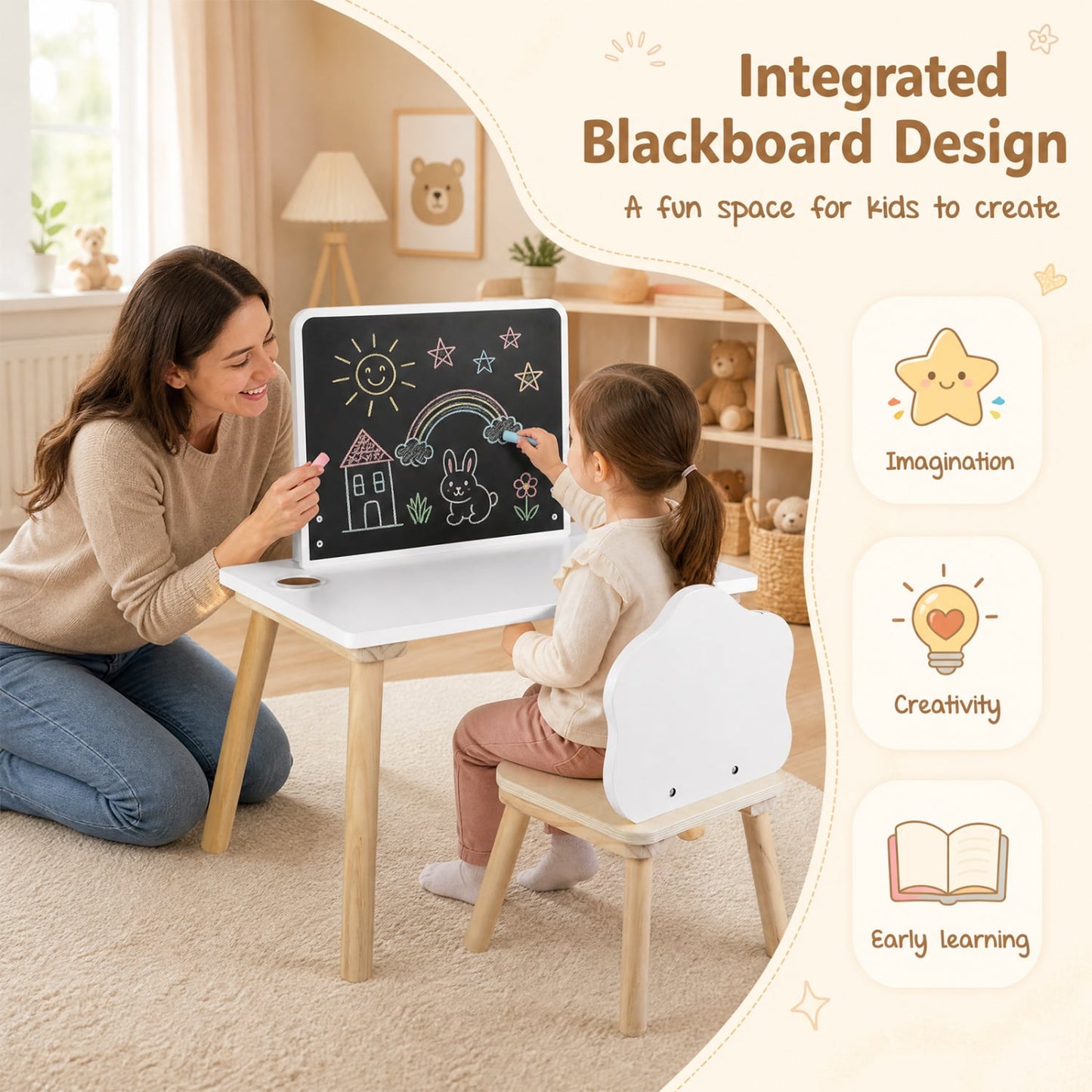 Weaning Table and Chair Set With Chalkboard Kids Table & Chair Sets at Gallery Canada