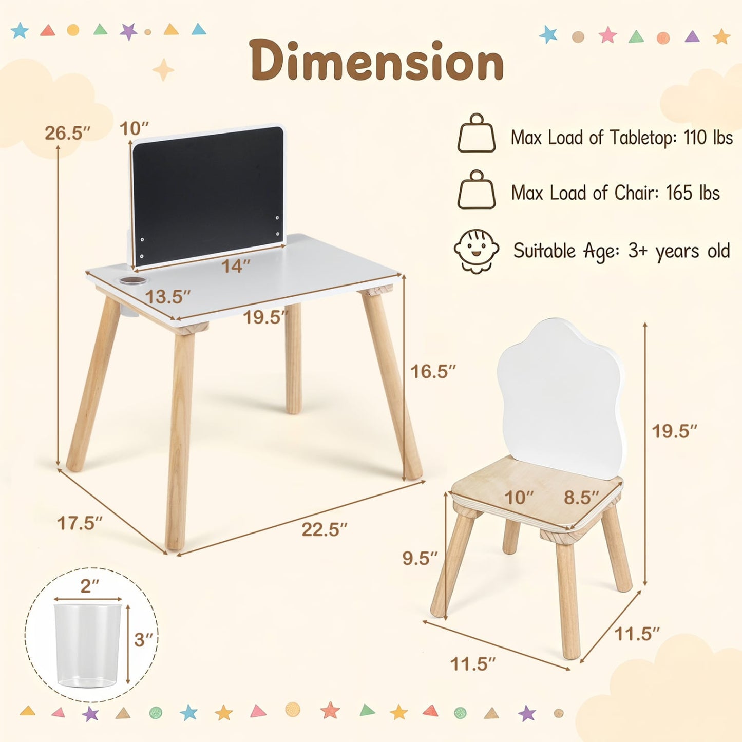 Weaning Table and Chair Set With Chalkboard Kids Table & Chair Sets at Gallery Canada