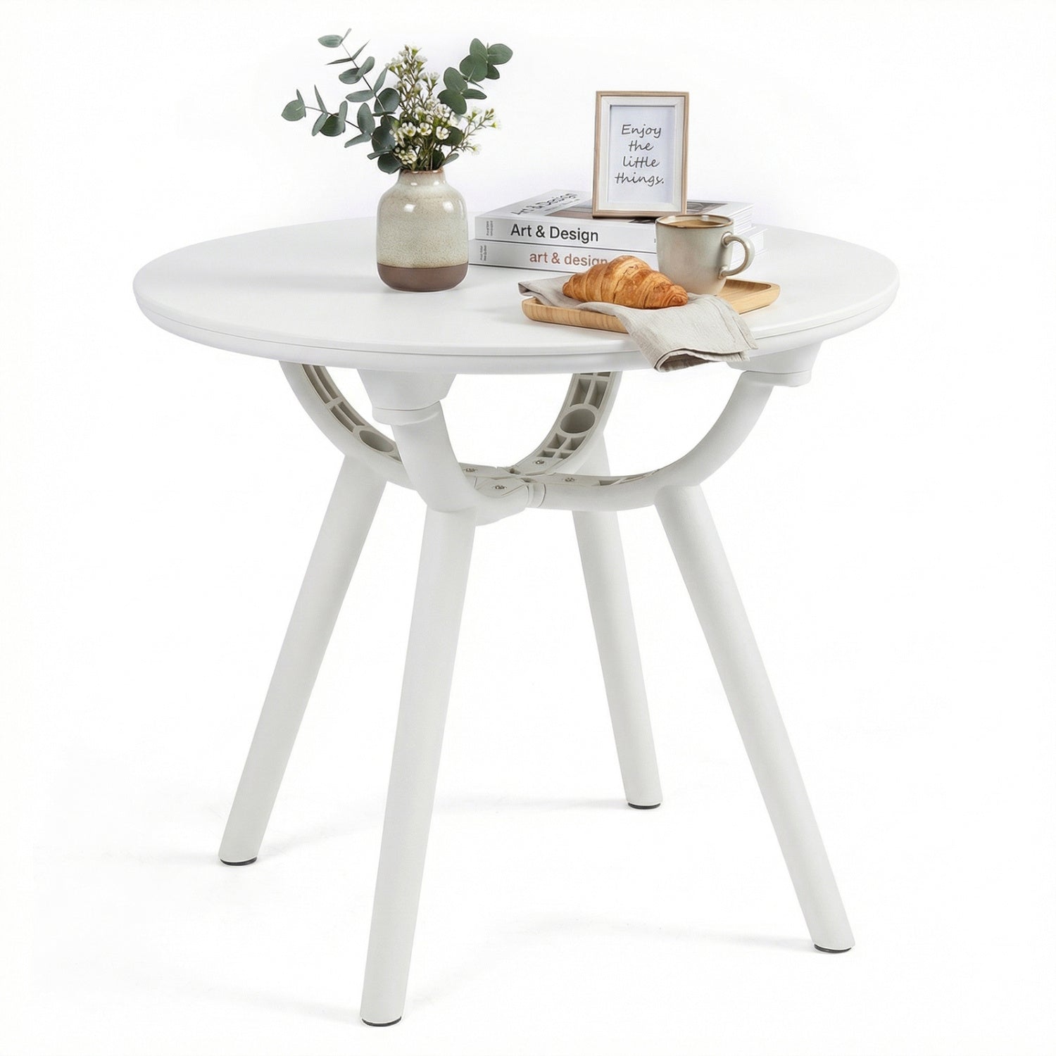 Weather-Resistant Small End Table, 1 Piece, White Patio Coffee Tables at Gallery Canada