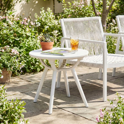 Weather-Resistant Small End Table, 1 Piece, White Patio Coffee Tables at Gallery Canada