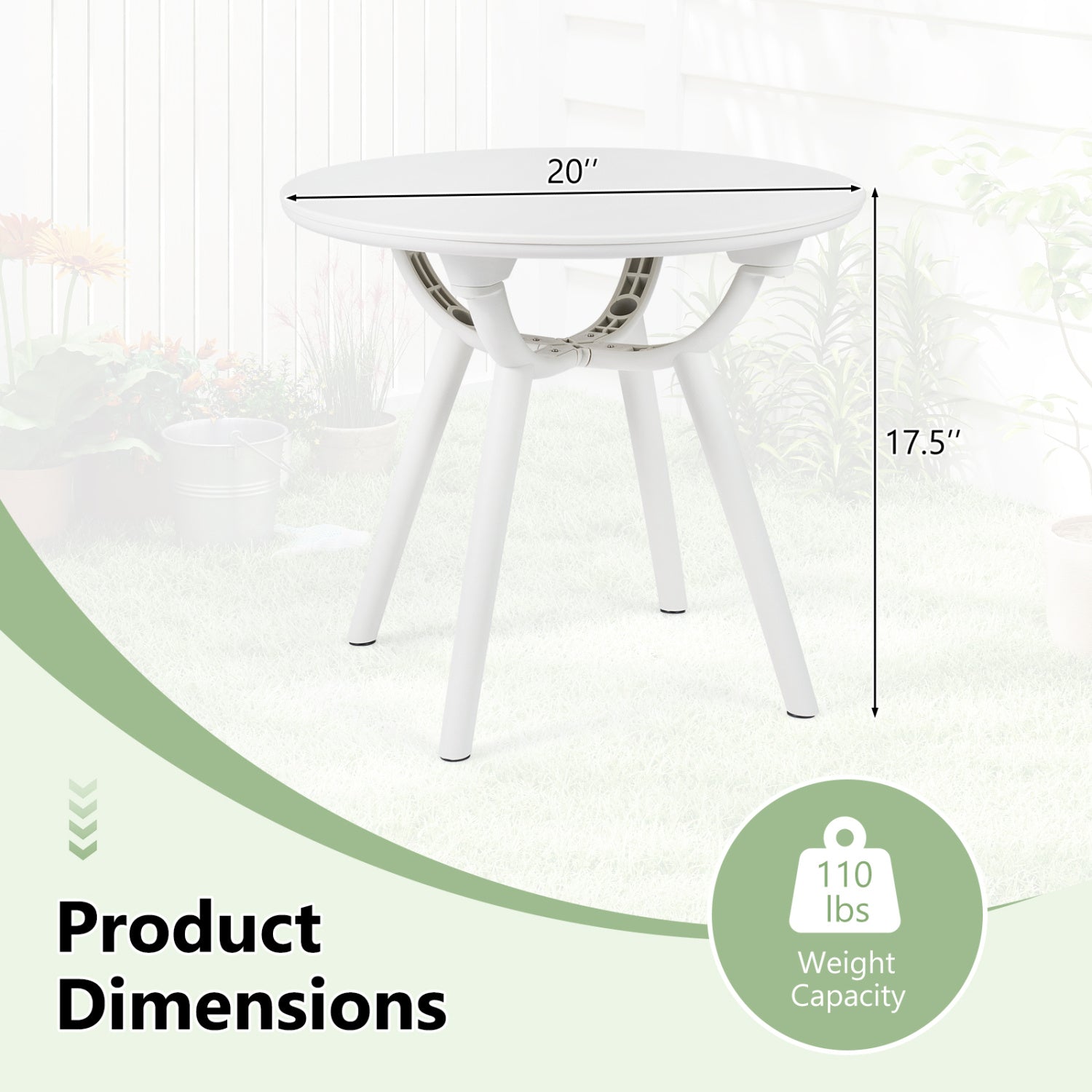 Weather-Resistant Small End Table, 1 Piece, White Patio Coffee Tables at Gallery Canada
